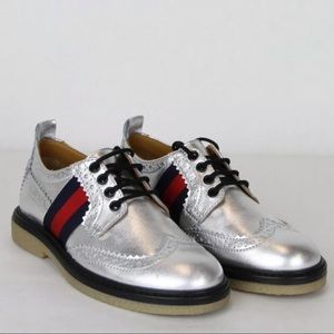 Gucci Boy Children's Silver Leather Dress shoes